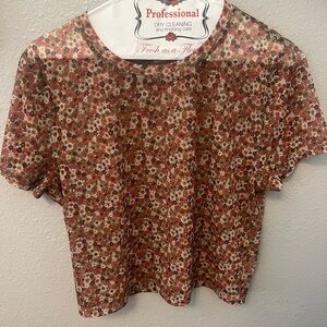 Aritzia Sunday Best Floral Crop Top Sheer Mesh